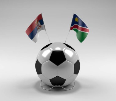 Sırbistan - Namibya Futbol Bayrakları, Beyaz Arkaplan - 3D Hazırlama