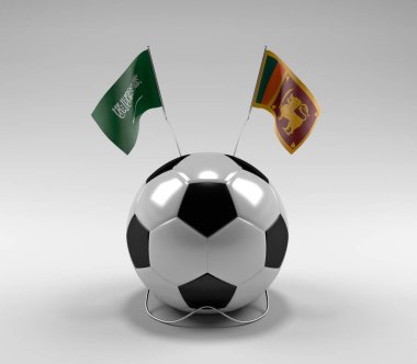Suudi Arabistan - Sri-Lanka Futbol Bayrakları, Beyaz Arkaplan - 3D Render