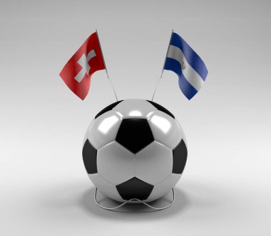 İsviçre - El-Salvador Futbol Bayrakları, Beyaz Arkaplan - 3D Render