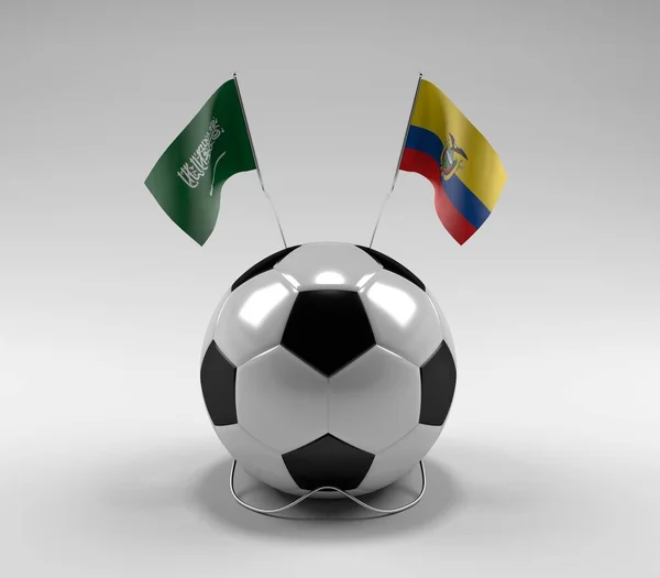 Saudi Arabië Ecuador Voetbal Vlaggen Witte Achtergrond Render — Stockfoto