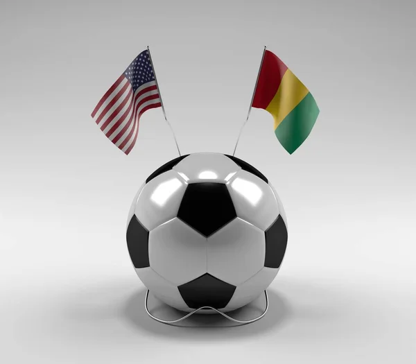 アメリカ ギニアサッカーフラッグ ホワイトの背景 3Dレンダリング — ストック写真