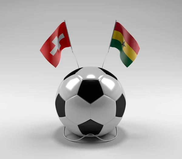 Suiza Ghana Banderas Fútbol Fondo Blanco Render — Foto de Stock