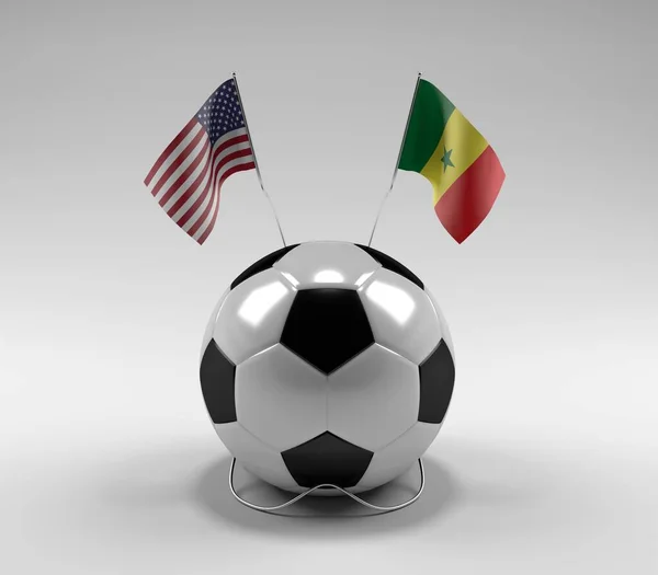 セネガルサッカーフラッグ ホワイトの背景 3Dレンダリング — ストック写真
