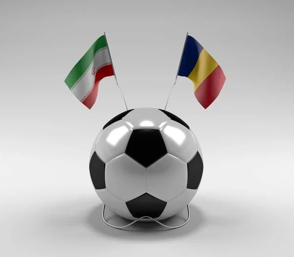 Iran Romania Football Flags White Background Render — стоковое фото