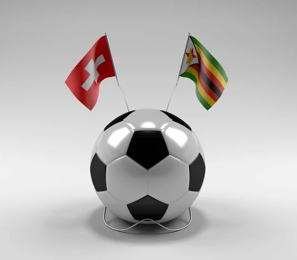 Suiza Zimbabwe Banderas Fútbol Fondo Blanco Render — Foto de Stock