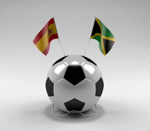 Spanje Jamaica Voetbal Vlaggen Witte Achtergrond Render — Stockfoto