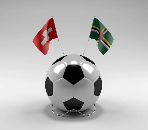 Suiza Banderas Fútbol Dominica Fondo Blanco Render — Foto de Stock