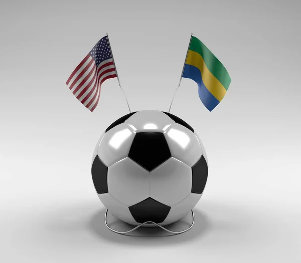 United States America Gabon Football Flags White Background Render — Stock Photo, Image