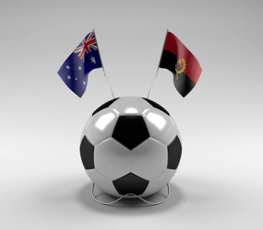 Avusturalya - Angola Futbol Bayrakları, Beyaz Arkaplan - 3D Render