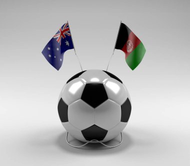 Avusturalya - Afganistan Futbol Bayrakları, Beyaz Arkaplan - 3D Render