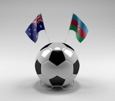 Avusturalya - Azerbaycan Futbol Bayrakları, Beyaz Arkaplan - 3D Render