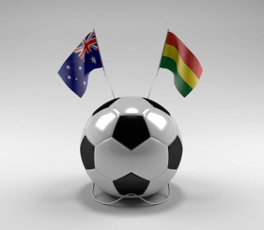 Avusturalya - Bolivya Futbol Bayrakları, Beyaz Arkaplan - 3D Render