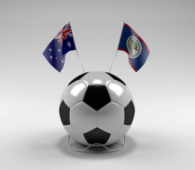 Avustralya - Belize Futbol Bayrakları, Beyaz Arkaplan - 3D Render