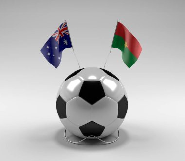 Avusturalya - Burkina-Faso Futbol Bayrakları, Beyaz Arkaplan - 3D Render