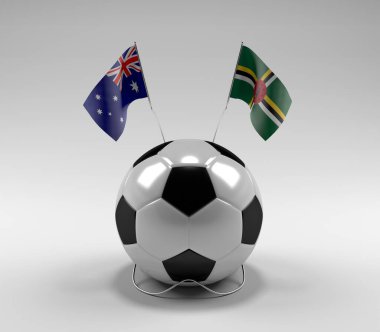 Avusturalya - Dominica Futbol Bayrakları, Beyaz Arkaplan - 3D Render