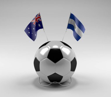 Avusturalya - El-Salvador Futbol Bayrakları, Beyaz Arkaplan - 3D Render