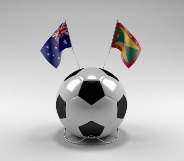 Avusturalya - Grenada Futbol Bayrakları, Beyaz Arkaplan - 3D Render