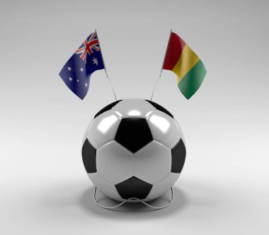 Avusturalya - Gine Futbol Bayrakları, Beyaz Arkaplan - 3D Render
