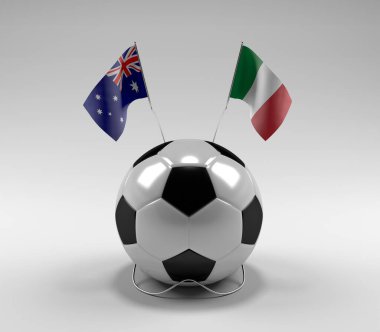Avusturalya - İtalya Futbol Bayrakları, Beyaz Arkaplan - 3D Render