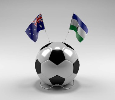 Avusturalya - Lesotho Futbol Bayrakları, Beyaz Arkaplan - 3D Render