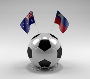 Avusturalya - Lihtenştayn Futbol Bayrakları, Beyaz Arkaplan - 3D Render