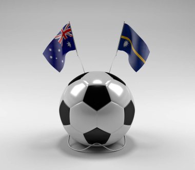 Avusturalya - Nauru Futbol Bayrakları, Beyaz Arkaplan - 3D Render