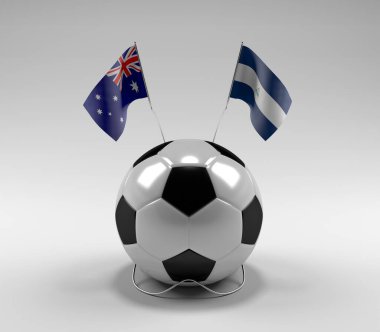 Avusturalya - Nikaragua Futbol Bayrakları, Beyaz Arkaplan - 3D Render