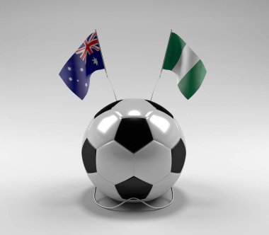 Avusturalya - Nijerya Futbol Bayrakları, Beyaz Arkaplan - 3D Render