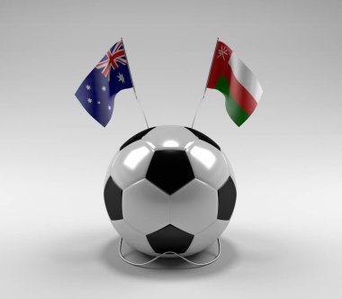 Avusturalya - Umman Futbol Bayrakları, Beyaz Arkaplan - 3D Render