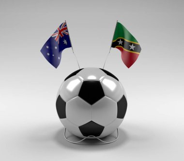 Avustralya - Saint-Kitts-and-Nevis Futbol Bayrakları, Beyaz Arkaplan - 3D Render