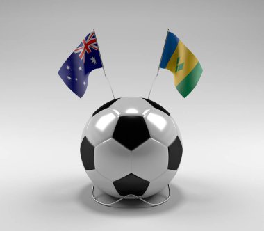 Avusturalya - Saint-Vincent-and the-Grenadines Futbol Bayrakları, Beyaz Arkaplan - 3D Render