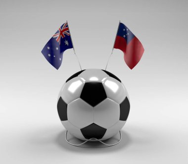 Avusturalya - Samoa Futbol Bayrakları, Beyaz Arkaplan - 3D Render