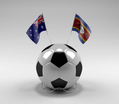 Avusturalya - Svaziland Futbol Bayrakları, Beyaz Arkaplan - 3D Render
