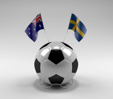 Avusturalya - İsveç Futbol Bayrakları, Beyaz Arkaplan - 3D Render