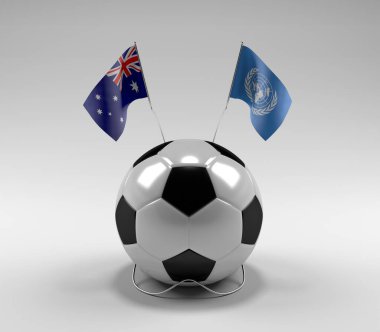 Avusturalya - Birleşmiş Milletler Futbol Bayrakları, Beyaz Arkaplan - 3D Render