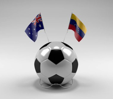 Avusturalya - Venezuela Futbol Bayrakları, Beyaz Arkaplan - 3D Render