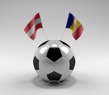 Avusturya - Andorra Futbol Bayrakları, Beyaz Arkaplan - 3D Render