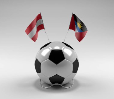 Avusturya - Antigua ve Barbuda Futbol Bayrakları, Beyaz Arkaplan - 3D Render