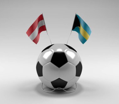 Avusturya - Bahamalar Futbol Bayrakları, Beyaz Arkaplan - 3D Render