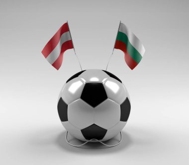 Avusturya - Bulgaristan Futbol Bayrakları, Beyaz Arkaplan - 3D Hazırlama
