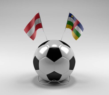 Avusturya - Orta Afrika Cumhuriyeti Futbol Bayrakları, Beyaz Arkaplan - 3D Render