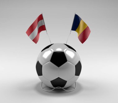 Avusturya - Çad Futbol Bayrakları, Beyaz Arkaplan - 3D Hazırlama