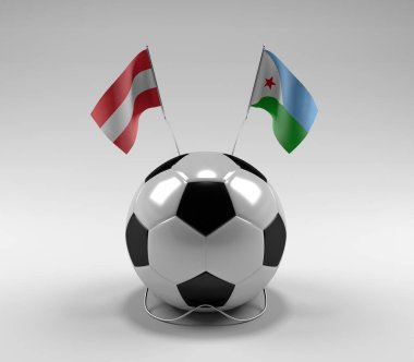 Avusturya - Cibuti Futbol Bayrakları, Beyaz Arkaplan - 3D Render