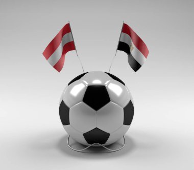 Avusturya - Mısır Futbol Bayrakları, Beyaz Arkaplan - 3D Render