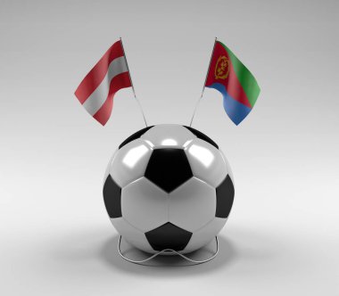 Avusturya - Eritre Futbol Bayrakları, Beyaz Arkaplan - 3D Render