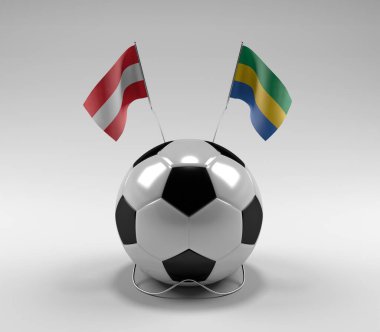 Avusturya - Gabon Futbol Bayrakları, Beyaz Arkaplan - 3D Render