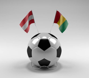 Avusturya - Gine Futbol Bayrakları, Beyaz Arkaplan - 3D Render