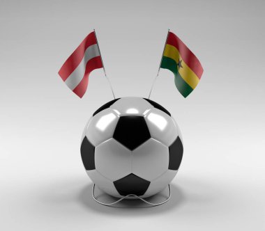 Avusturya - Gana Futbol Bayrakları, Beyaz Arkaplan - 3D Render