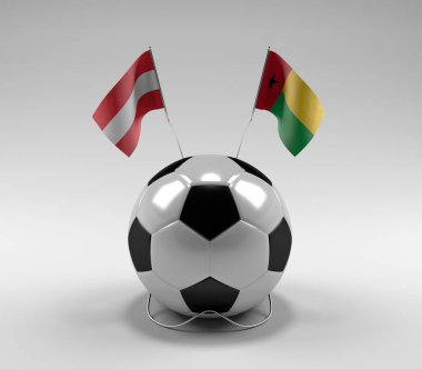 Avusturya - Gine-Bissau Futbol Bayrakları, Beyaz Arkaplan - 3D Render