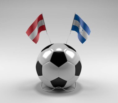 Avusturya - Honduras Futbol Bayrakları, Beyaz Arkaplan - 3D Render